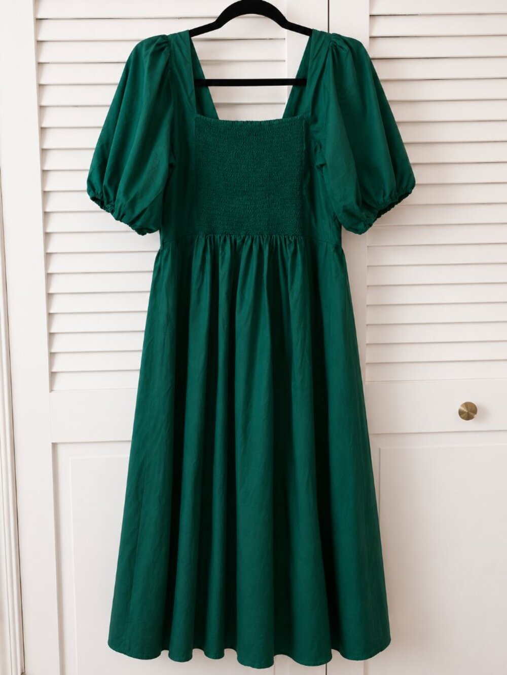 Abercrombie & Fitch Puff Sleeve Midi Dress Emerald Green XL Petite XLP - Picture 4 of 5